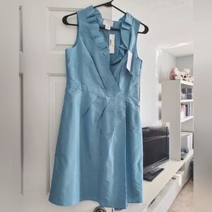 J. Crew Blakely 100% Silk Taffeta Dress Size 4 Light Blue